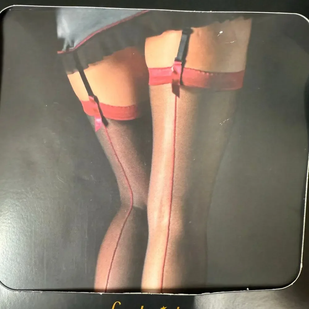 Fredrick’s of Hollywood Leg Ware Thigh High Stockings Nylons Small‎ Black / Red